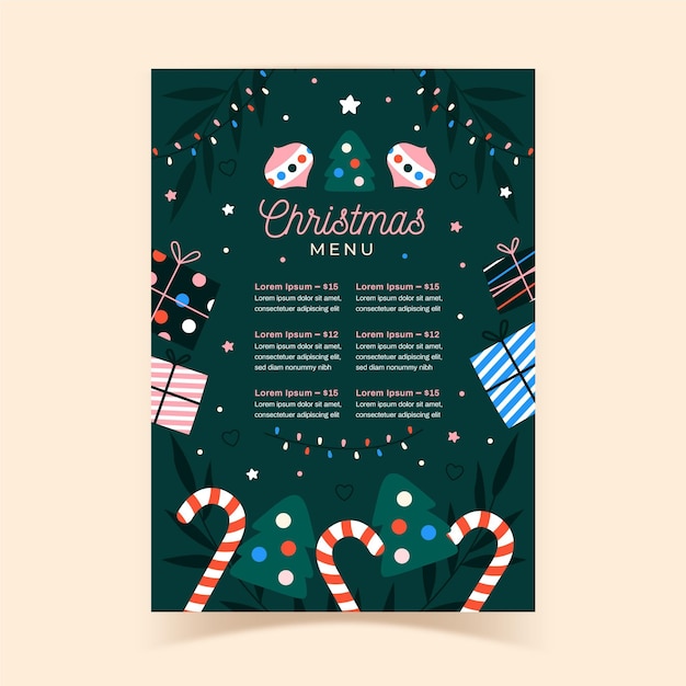 Free Vector christmas menu template in flat design