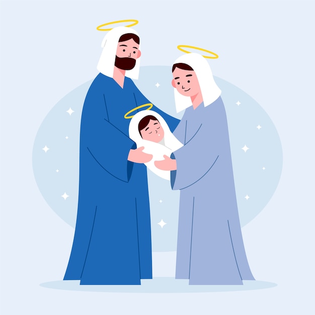 Free Vector christmas nativity scene in flat design