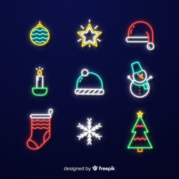 Christmas neon elements