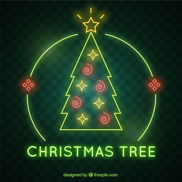 Christmas neon tree background