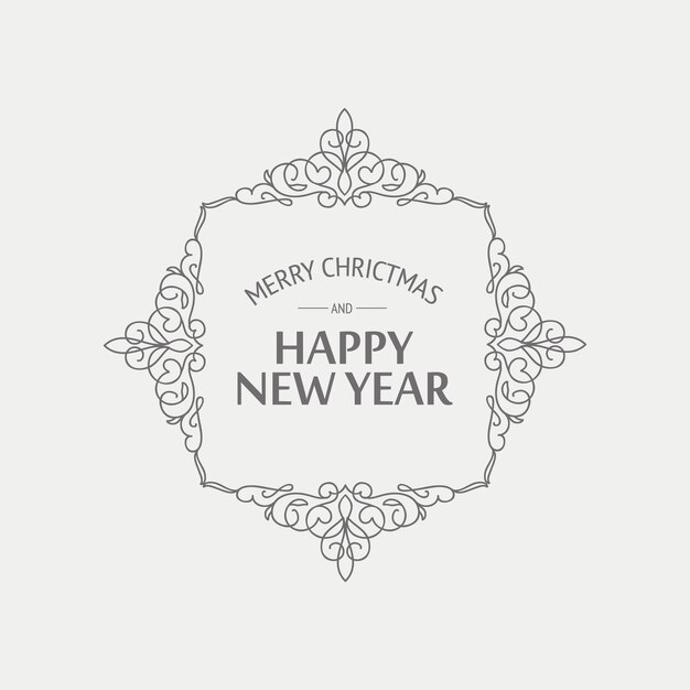 christmas and new year card in monochrome style