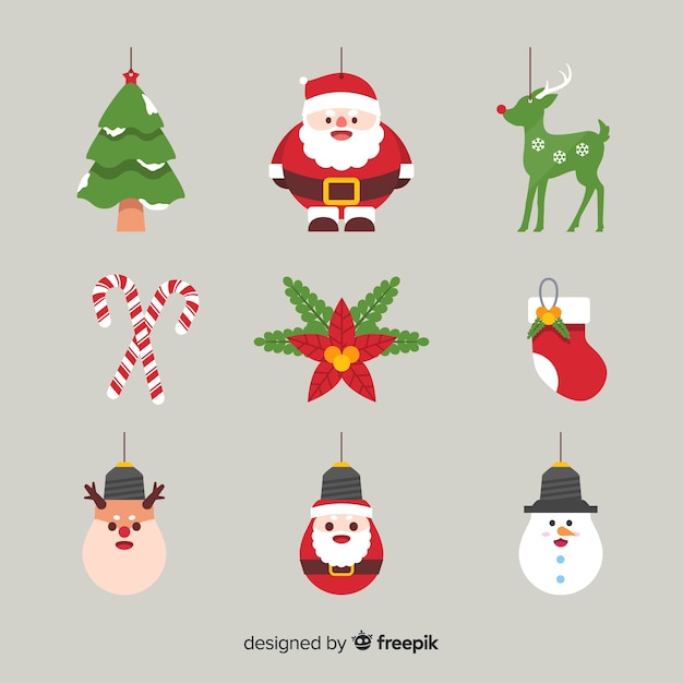 Christmas ornament collection in flat design