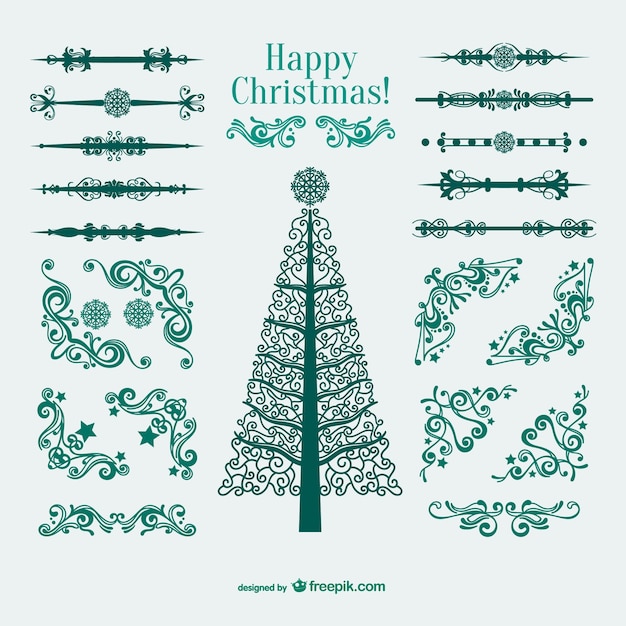 Free Vector christmas ornaments, borders and corners