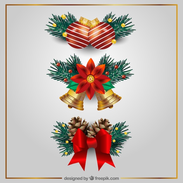 Christmas ornaments in realistic style