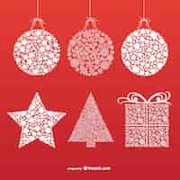 Free vector christmas ornaments with snowflakes and stars