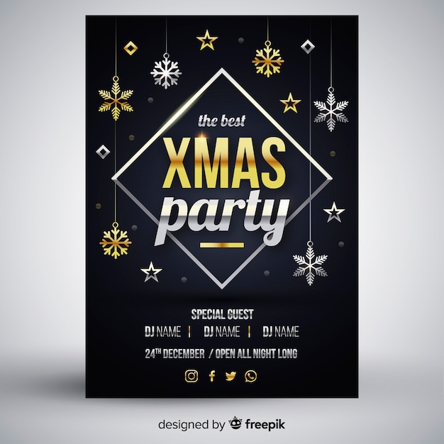 Free Vector christmas party flyer