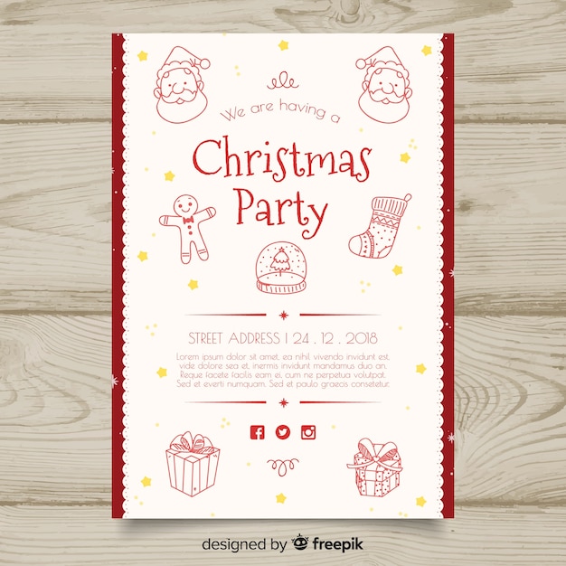 Free Vector christmas party invitation template