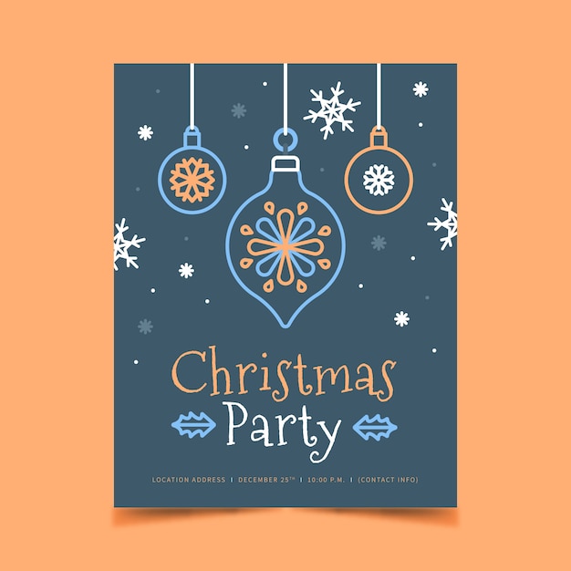 Christmas party poster in outline style