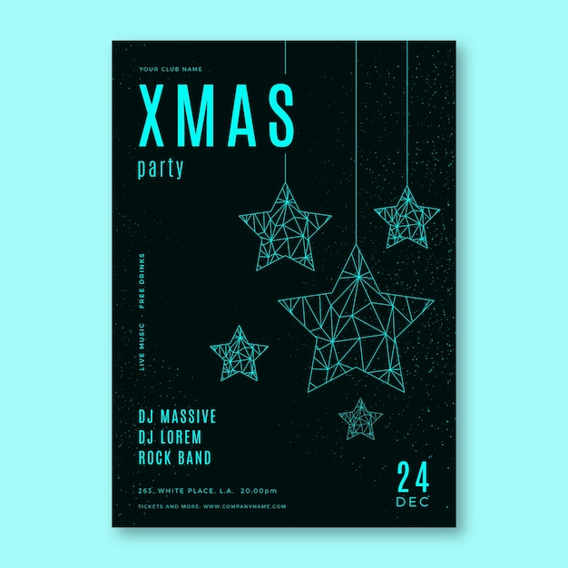 Christmas party poster template in outline style