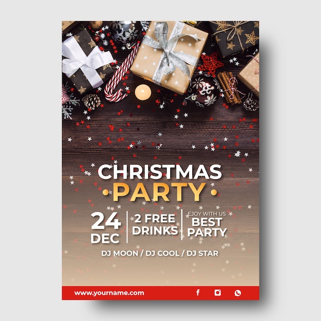 Christmas party poster template with photo