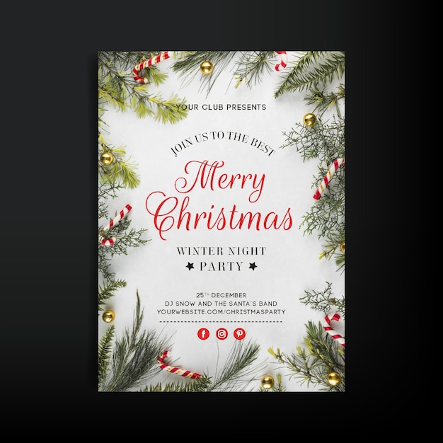 Christmas party poster template with photo