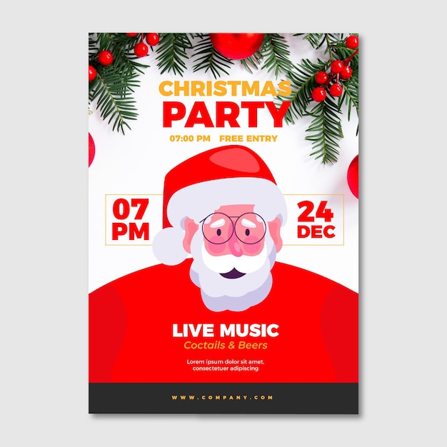 Free Vector christmas party poster template