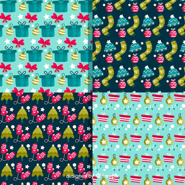 Christmas pattern collection in flat design