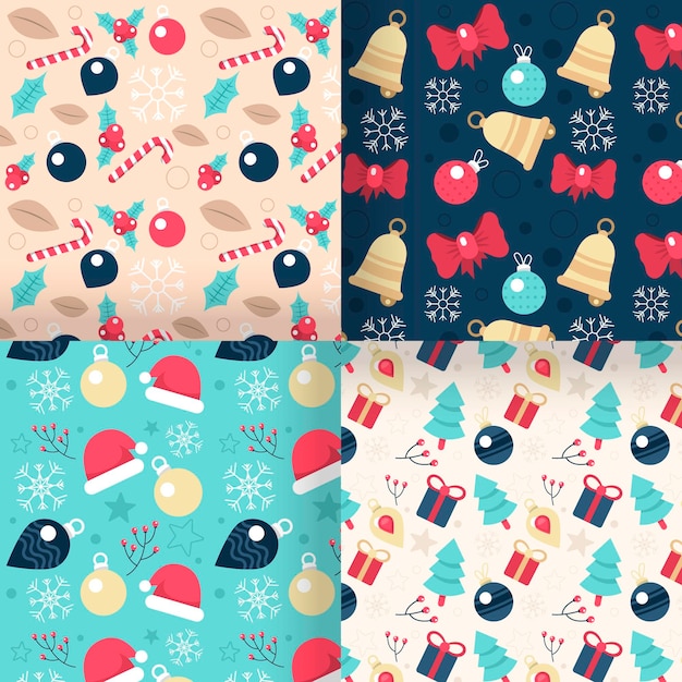 Christmas pattern collection in flat design