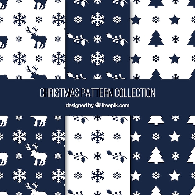 Christmas pattern collection in navy blue and white