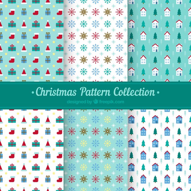 Christmas patterns in turquoise and white