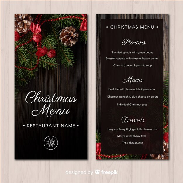 Christmas photograph menu template 