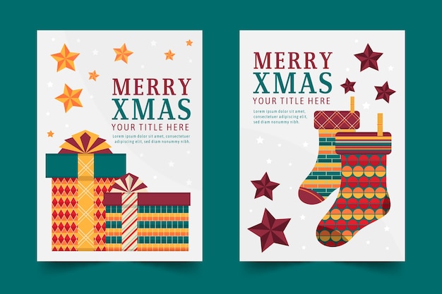 Christmas poster template with colorful geometric shapes