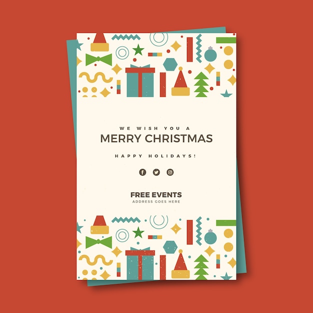 Christmas poster template with colorful geometric shapes