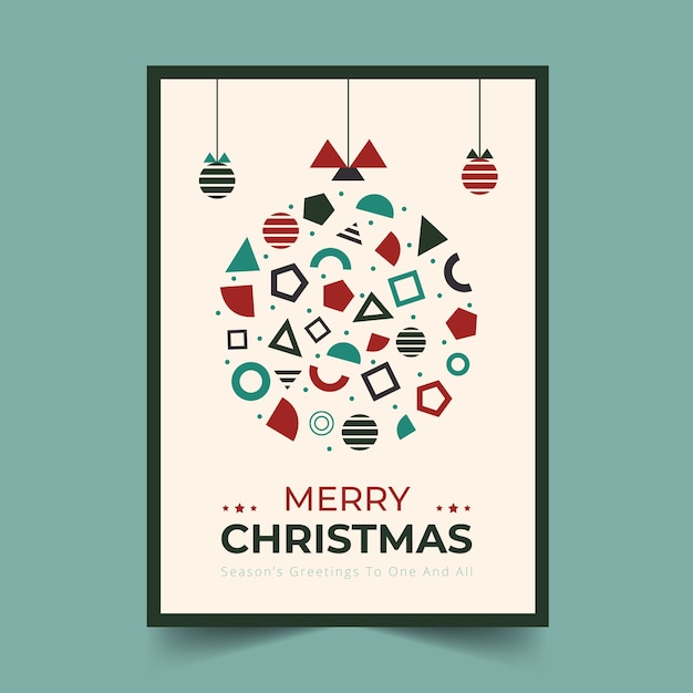 Christmas poster template with geometric shapes