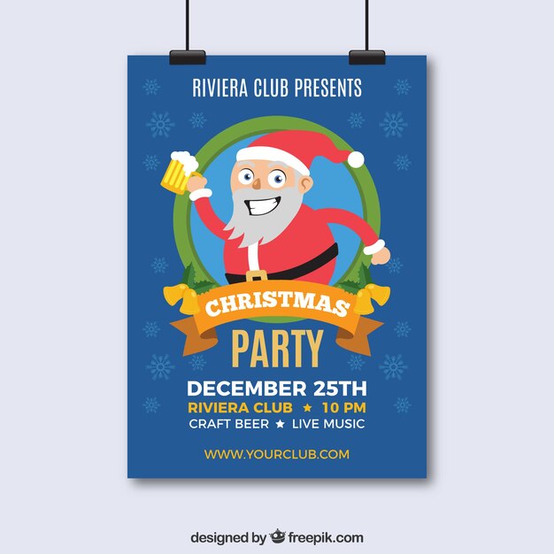 Christmas poster with funny santa claus