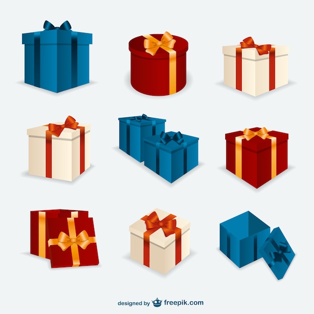 Free Vector christmas present boxes pack