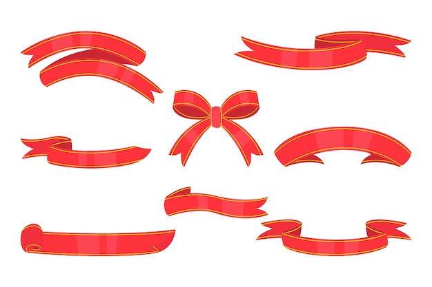 Christmas ribbon collection in flat design