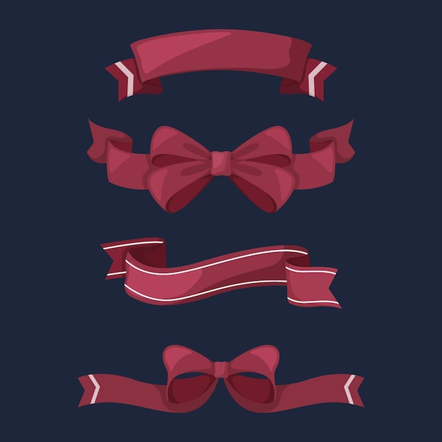 Christmas ribbon collection in flat design