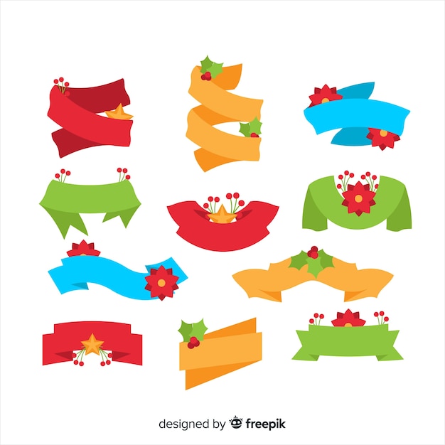 Free Vector christmas ribbon collection