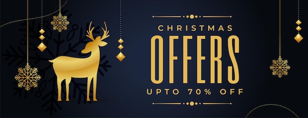 Christmas sale banenr with offer details in golden color