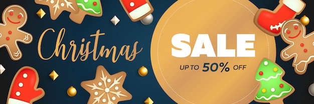 Christmas Sale banner design with circular label