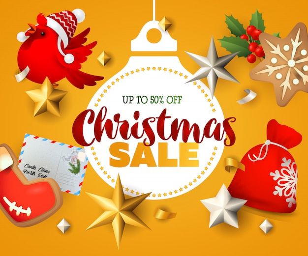 Christmas Sale banner with decorative elements