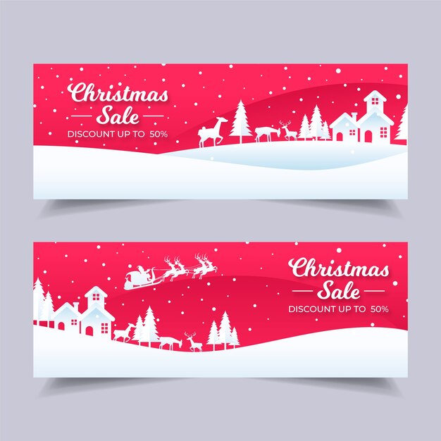 Christmas sale banners in flat design