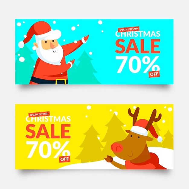 Christmas sale banners in flat design