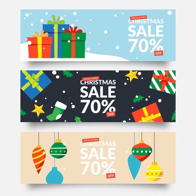 Christmas sale banners in flat design