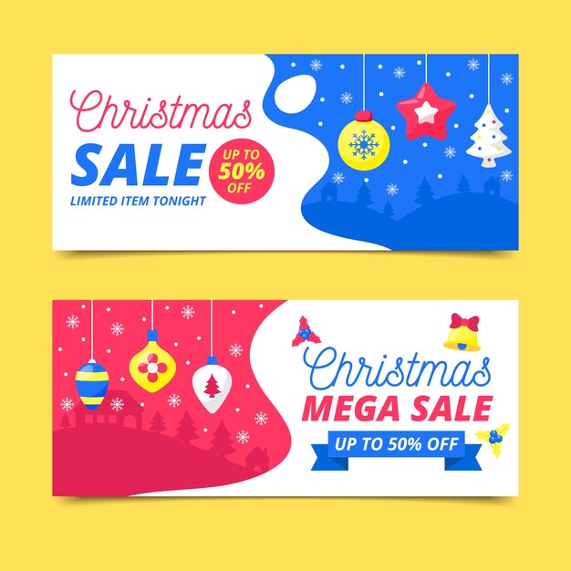 Christmas sale banners in flat design