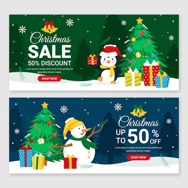 Christmas sale banners in flat design