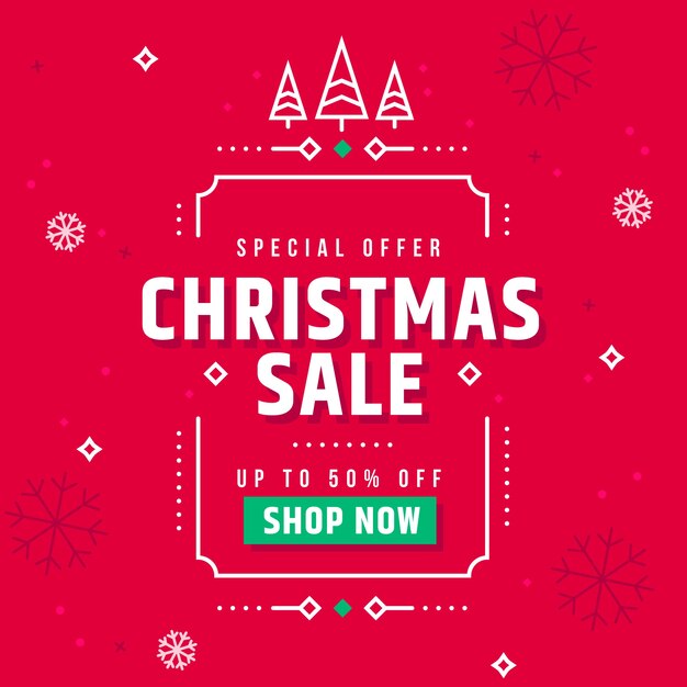 Christmas sale concept in flat design