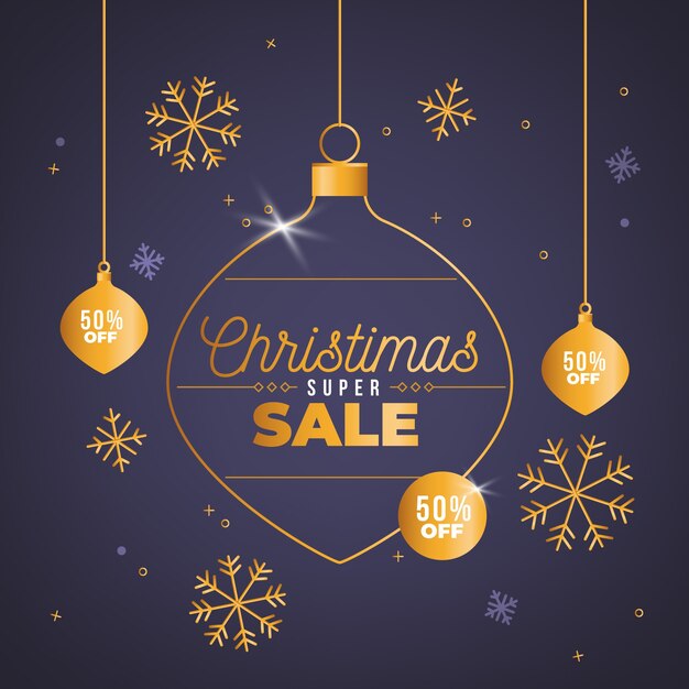 Christmas sale concept with golden background