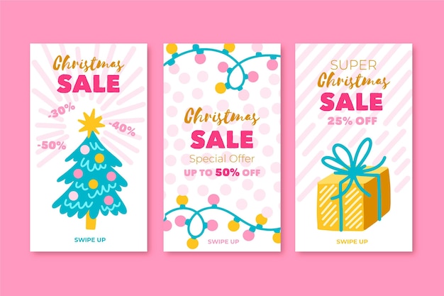 Free Vector christmas sale instagram stories