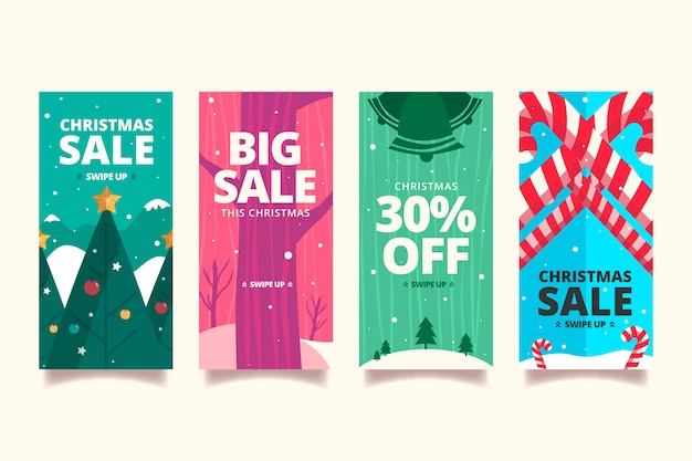 Free vector christmas sale instagram story collection