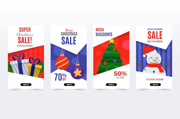 Free vector christmas sale instagram story collection