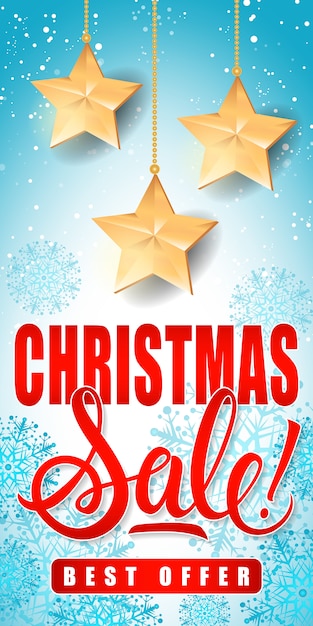 Free Vector christmas sale lettering with stars