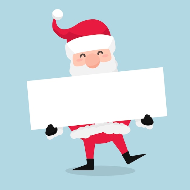 Christmas santa claus holding blank banner