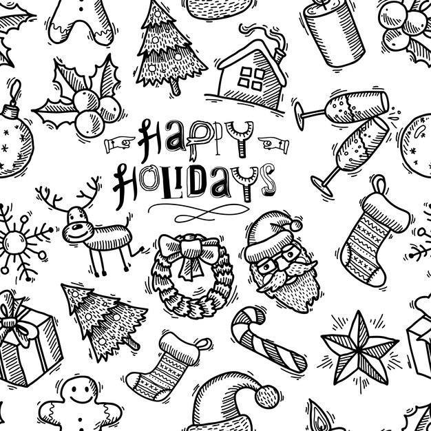 Christmas seamless pattern doodle style