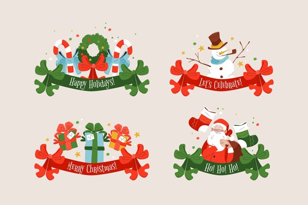 Christmas season celebration labels collection