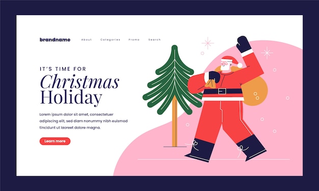 Free vector christmas season celebration landing page template