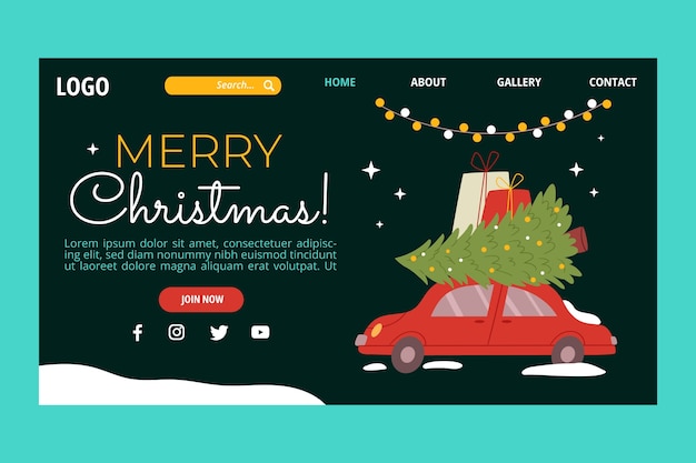 Free Vector christmas season celebration landing page template