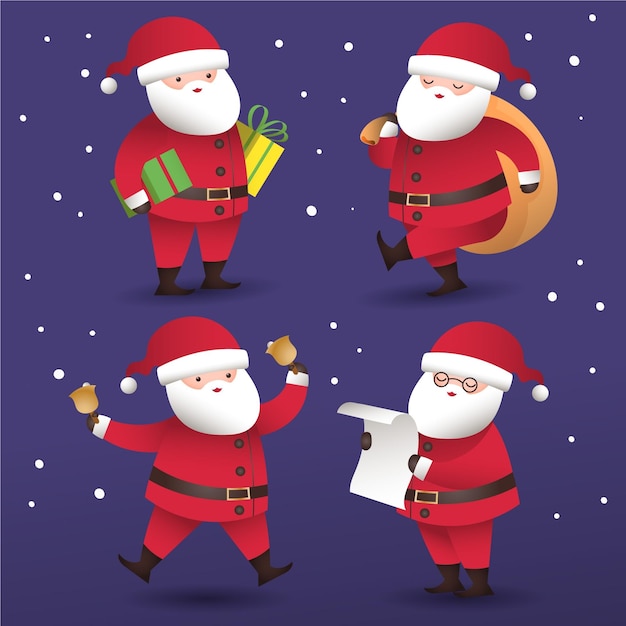 Free Vector christmas season celebration santa claus collection