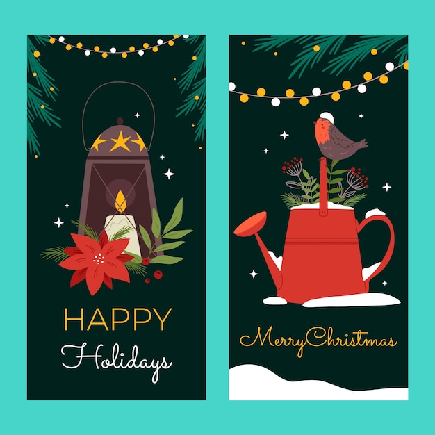 Free Vector christmas season celebration vertical banners set